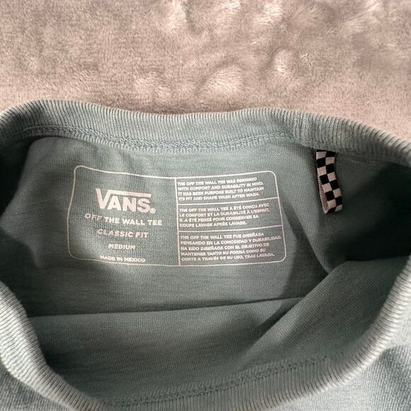 Vans Off the Wall Dusty Teal Skull with Cobwebs Double-sided Graphic T-shirt M - Picture 3 of 6